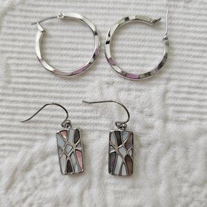 Fun Silver Plated Earrings-2 Pairs